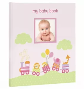 MY BABY FIRST MEMORIES BOOK - LIL PEACH GIRLS PINK TRAIN - KEEPSAKE RECORD ALBUM - Picture 1 of 3