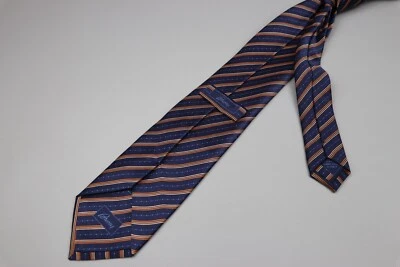 Corbata BRIONI Rayas Azul Marino/Naranja Seda PRE-USADA Foto 1 de 4
