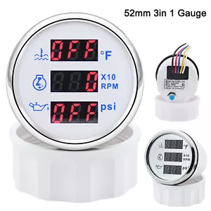 Tacómetro de temperatura del agua multifunción 3 en 1 digital para automóvil de 52 mm medidor de presión de aceite - Imagen 1 de 13