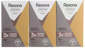 Rexona Women Clinical Protection Antiperspirant Cream Summer Strength 3x 45ml - Picture 1 of 5