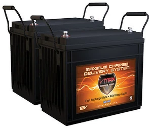 QTY2 VMAX MR147-155 AGM Batteries for Minn Kota Terrova 24V 80lb Trolling Motor - Picture 1 of 8