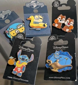 5pcs 2015 Universal Studios & Disney Parks Pins Minions Stitch Genie ChipNDale - Picture 1 of 6