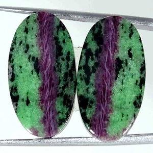 28.00Cts Natural Ruby in Zoisite Oval Pair Cabochon Loose Gemstone - Picture 1 of 5