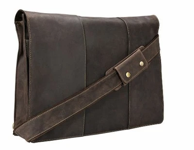 VISCONTI 16019 XL Genuine Leather Messenger Bag – Brown – Fits 17” Laptop – NEW  - Image 1 of 4