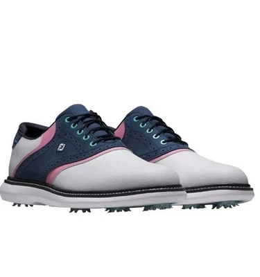 Zapatos de golf FootJoy Traditions Saddle blancos azul marino rosa para hombre talla 8,5 Foto 1 de 4