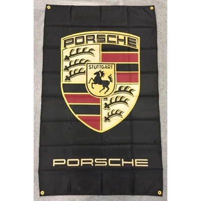 [Nuevo] Cartel Bandera Porsche Tapiz Artículo Promocional Negro Foto 1 de 2