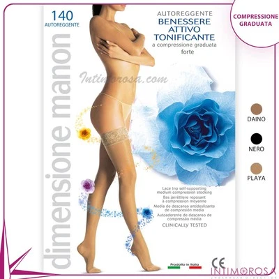 Calze autoreggenti riposanti Manon 140 den compressione graduata - Immagine 1 di 2