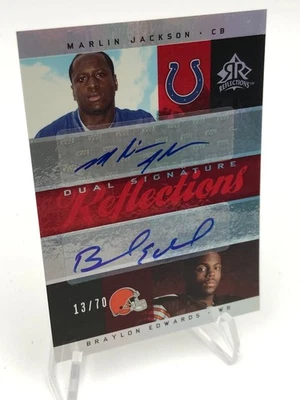 BRAYLON EDWARDS Marlin JACKSON RARE/70 DUAL AUTO 2005 REFLECTIONS Card MICHIGAN - Image 1 of 4
