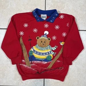 Felpa sci orsetto polare vintage anni 90 edizioni basic bambini 6x vacanze inverno natale - Foto 1 di 10