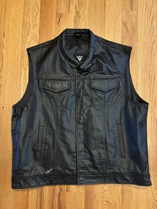 Chaleco Viking Ciclismo Cuero Motocicleta Estilo Club Negro Para Hombre Talla 2XL - Imagen 1 de 6
