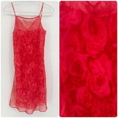 Vestido sin Mangas Valerie Stevens Para Mujer Y2K Vintage Estampado Floral Rosa Gasa Talla S Foto 1 de 4