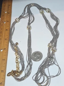 Collar Chico’s 9 Hilos Multi Tono Plata Eslabón Largo Suroeste Brillo Anillos - Imagen 1 de 19