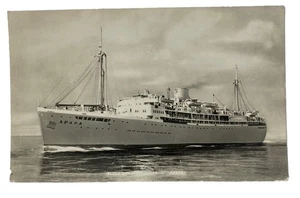 Postal RPPC de colección de los años 40 ~ Foto real de barco Apapa MV de Elder Dempster Lines - Imagen 1 de 2