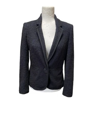 Anthropologie Cartonnier темно-синий текстурированный твидовый блейзер эластичная куртка размер 2 - Изображение 1 из 4