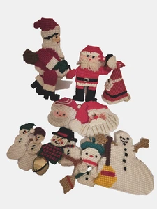 Vintage 11 Muñeco de Nieve Papá Noel Decoraciones de Navidad Adornos Punta de Aguja Hecho a Mano - Imagen 1 de 5