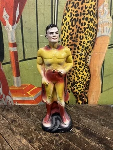 STATUA VINTAGE C. 1940 SUPERMAN CARNEVALE PREMIO GESSO FIERA CIRCO DC COMICS - Foto 1 di 24