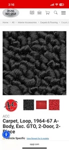 ACC 1964-1967 Fits Chevy Chevelle 2 Door Loop Carpet Kit, Black - Picture 1 of 2