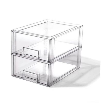  | Cajones de almacenamiento apilables, grandes - paquete de 2, transparentes | THE CRATE paquete de 2 grandes Foto 1 de 4