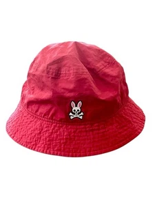 Cappello a secchiello Psycho Bunny logo rosso cotone adulto taglia unica uomo donna O/S - Foto 1 di 9