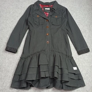 Odd Molly Damen Trenchcoat Größe 3 - L schmal elastisch grau Baumwolle Longjacke 177 - Bild 1 von 16