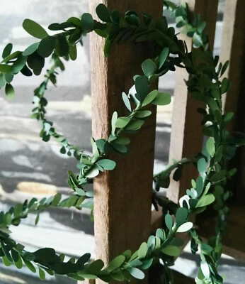 FLORISSIMA Grün Draht Blätter 270cm Türdekoration Buxbaum Girlande Deko Blättergirlande