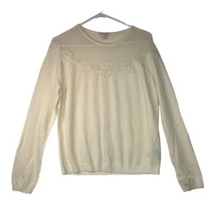 Brooks Brothers Red Fleece Womens Extra Fine Merino Sweater Sz L Cream - Picture 1 of 8