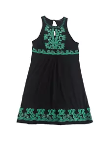 INC Women's Beautiful Black With Green Embroidery Dress, NEW, Size L - Picture 1 of 17