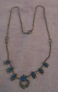 Vintage Silvertone Turquoise Horseshoe Necklace - Picture 1 of 6