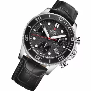 Swiss Military SM34051.04 Military Chronograph Black Leather Quartz Watch - Picture 1 of 3