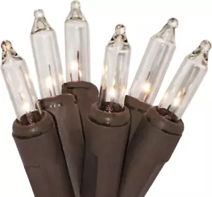 35 Clear Mini Christmas String Lights on Brown Wire Cord, UL Approved for Indoor - Picture 1 of 4