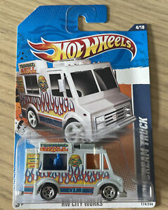 Hot Wheels HW City Works Ice Cream Truck MIB White Flames 4/10