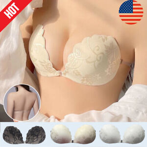 Silicone Strapless Push Up Bra Backless Self Adhesive Invisible Lace Stick On