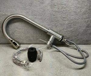 Gebürstetes Nickel Küche Spültischarmatur Einhand Schwenkbar Pull Down Brause Mixer - Bild 1 von 6