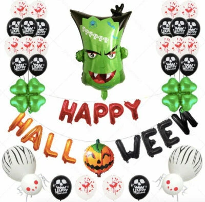 PANNU DESIGN Happy Halloween Foil balloons Set Franklin Skull, Pumpkin Spider Baloon Hallowen