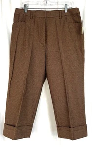 NWT MOUNTAIN LAKE WOMENS DRESS PANTS SIZE 14 Cropped Brown - Picture 1 of 6