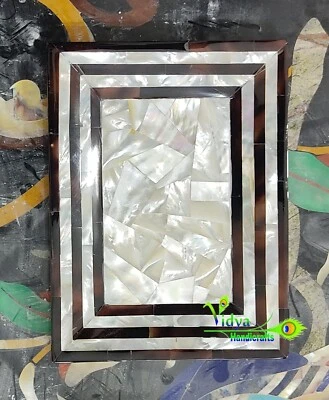 6 Inch Luxurious Marble Inlay Tray Handmade Serving Tray SeaShell Inlaid Decor - Image 1 of 3