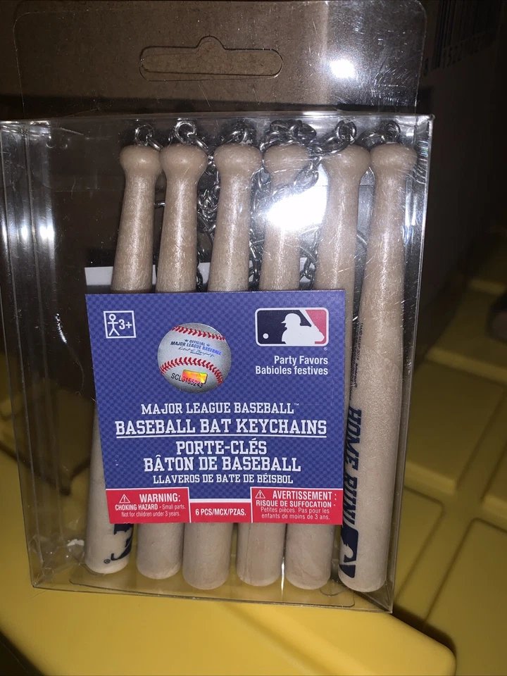Home Run Bat Keychain Baseball (6) Pack Party Favors Birthday Favors - Image 1 of 1