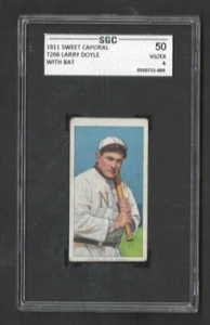 Larry Doyle con murciélago 1911 T206 Sweet Corporal - Calificado SGC 50 4 - Escaneos delanteros/traseros - Imagen 1 de 2