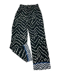 Diane Von Furstenberg Wide Leg Pants size 4 Black White Polka Dot Elastic Waist - Picture 1 of 9