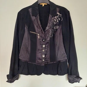 Tolle Biba Jacke im Materialmix in Schwarz/Weiß Gr. 38 - Bild 1 von 5