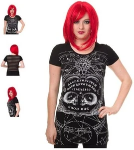 B16 Banned Immortality Skull Ouija Print Skeleton Punk Rock Goth Fashion Top - Bild 1 von 7