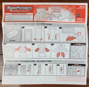 Transformers Armada Hot Shot Instruction Sheet Hasbro 2002 - Picture 1 of 2