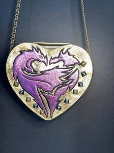 Disney Store Descendants Villain Evie Mal Cross Body Heart Shape Chain Purse Bag - Picture 1 of 8