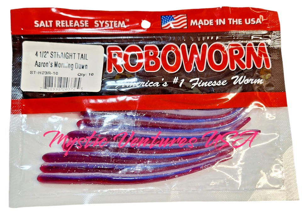 Roboworm Straight Tail 4.5" St-h23r Aarons Morning Dawn 10pk