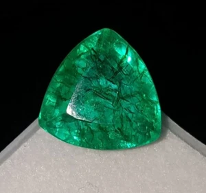 Eleganter grüner Smaragd Trillionenschliff lose Edelstein 8,52 ct zertifiziert Smaragd Edelstein - Bild 1 von 10