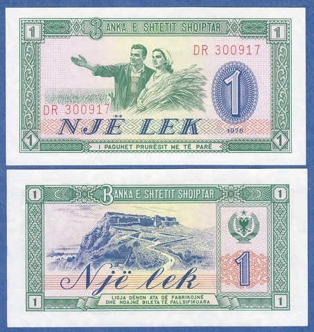 Albania 1 Leke P 40 a 1976 UNC  (P-40a) Cover