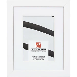 Craig Frames Essentials, 1" Wide Simple Satin White Picture Frame With a Mat - Picture 1 of 9