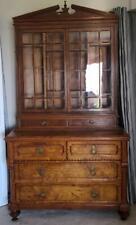 Gorgeous Antique Solid Wood Chest of Drawers with Enclosed Bookcase Cabinet– VGC