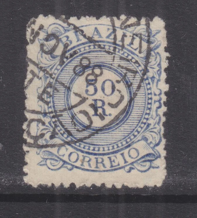 BRAZIL, 1884 Numerals, 50r. Blue, used. - Image 1 of 1