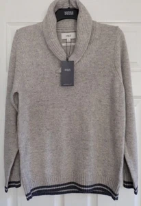 M&S Men's WOOL RICH Grey SHAWL COLLAR NECK Jumper  M, L - Picture 1 of 4